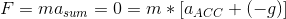 F=ma_{sum}=0=m*[a_{ACC}+(-g)]