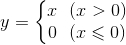 y=\left\{\begin{matrix} x \ \ (x > 0)\\ 0 \ \ (x\leqslant 0) \end{matrix}\right.