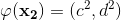 \varphi (\mathbf{x_2})=(c^2,d^2)