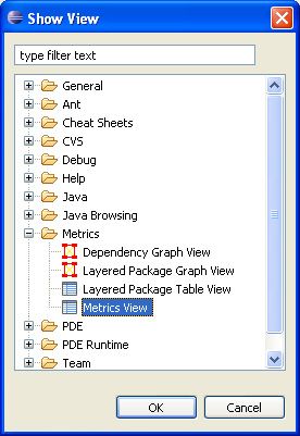 打开 Eclipse 中的 Metrics View