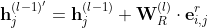 \mathbf{h}_{j}^{(l-1)^{\prime}}=\mathbf{h}_{j}^{(l-1)}+\mathbf{W}_{R}^{(l)} \cdot \mathbf{e}_{i, j}^{r}