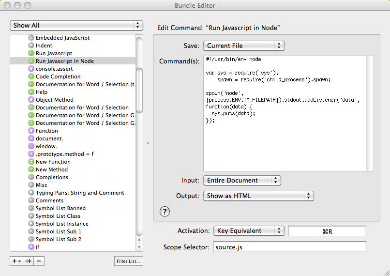 Node.js and MooTools in TextMate