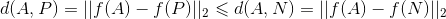 d(A, P) = ||f(A) - f(P)||_{2} \leqslant d(A, N) = ||f(A) - f(N)||_{2}