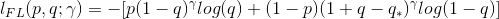 l_{FL}(p,q;\gamma)=-[p(1-q)^\gamma log(q)+(1-p)(1+q-q_*)^\gamma log(1-q)]