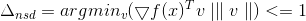 \Delta _{nsd}=argmin_{v}(\bigtriangledown f(x)^{T}v\mid \parallel v\parallel )<=1