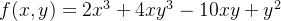 f(x,y)=2x^3+4xy^3-10xy+y^2