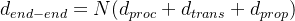 d_{end-end}=N(d_{proc}+d_{trans}+d_{prop})