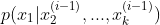 p(x_{1}|x^{(i-1)}_{2},...,x^{(i-1)}_{k})