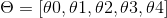 \Theta = [\theta 0, \theta 1, \theta 2, \theta 3, \theta 4]