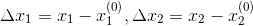 \Delta x_1 = x_1 - x_1^{(0)},\Delta x_2 = x_2 - x_2^{(0)}