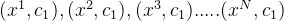 (x^1,c_1),(x^2,c_1),(x^3,c_1).....(x^N,c_1)