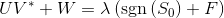 UV^{\ast }+W=\lambda \left ( \textup{sgn}\left ( S_{0} \right )+F \right )