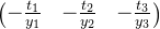 \begin{pmatrix} -\frac{t_{1}}{y_{1}} & -\frac{t_{2}}{y_{2}} &-\frac{t_{3}}{y_{3}} \end{pmatrix}