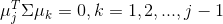 \mu^{T}_{j}\Sigma \mu_{k}=0,k=1,2,...,j-1