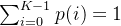 \sum_{i=0}^{K-1}p(i)=1