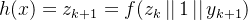 h(x) = z_{k+1} = f(z_{k}\left | \right |1\left | \right |y_{k+1})