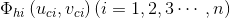 ${{\Phi }_{hi}}\left( {{u}_{ci}},{{v}_{ci}} \right)\left( i=1,2,3\cdots ,n \right)$