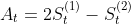 A_{t}=2S_{t}^{\left ( 1 \right )}-S_{t}^{\left ( 2 \right )}