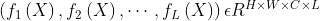 \left ( f_{1}\left ( X \right ),f_{2}\left ( X \right ),\cdots ,f_{L} \left ( X \right )\right )\epsilon R^{H\times W\times C\times L}