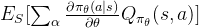 E_S[\sum_\alpha\frac{\partial \pi_\theta(a|s)}{\partial \theta}Q_{\pi_\theta}(s,a)]