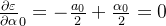 \frac{\partial \varepsilon}{\partial \alpha}_0 = -\frac{a_0}{2} + \frac{\alpha_0}{2} = 0