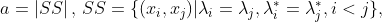 a=\left | SS \right |,\, SS=\{ (x_i,x_j) \vert \lambda_i=\lambda_j,\lambda_i^*=\lambda_j^*,i<j\},