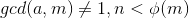 gcd(a,m)\not=1,n<\phi(m)