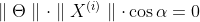 \parallel \Theta \parallel \cdot \parallel X^{(i)}\parallel \cdot \cos \alpha =0