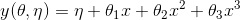 y(\theta,\eta )= \eta +\theta_{1}x+\theta_{2}x^{2}+\theta_{3}x^{3}