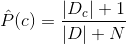 \hat{P}(c)=\frac{|D_c|+1}{|D|+N}