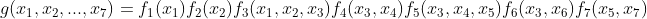 g(x_1,x_2,...,x_7)=f_1(x_1)f_2(x_2)f_3(x_1,x_2,x_3)f_4(x_3,x_4)f_5(x_3,x_4,x_5)f_6(x_3,x_6)f_7(x_5,x_7)