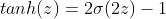 tanh(z)=2\sigma (2z)-1