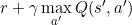 \small r + \gamma \max_{a'}Q(s',a')