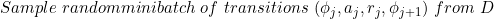 \small Sample \ random minibatch \ of \ transitions \ (\phi_{j}, a_{j},r_{j},\phi_{j+1}) \ from \ D