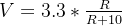 V=3.3*\tfrac{R}{R+10}