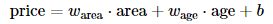 price=warea⋅area+wage⋅age+b