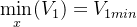 \min\limits_{x}( V_{1} ) = V_{1min}