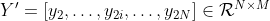 Y^\prime=\left[y_{2}, \ldots, y_{2 i}, \ldots, y_{2 N}\right] \in \mathcal{R}^{N \times M}