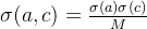 \sigma (a,c)=\frac{\sigma (a)\sigma (c)}{M}