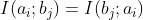 I(a_{i};b_{j})=I(b_{j};a_{i})