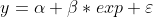y = \alpha + \beta * exp + \varepsilon