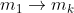 m_{1}\rightarrow m_{k}