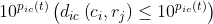 10^{p_{i c}(t)}\left(d_{i c}\left(c_{i}, r_{j}\right) \leq 10^{p_{i c}(t)}\right)