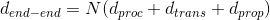 d_{end-end}=N(d_{proc}+d_{trans}+d_{prop})