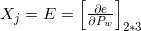 \small X_{j}=E=\begin{bmatrix}\frac{\partial e}{\partial P_{w} } \end{bmatrix} _{2*3}