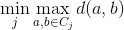 \min_{j}\max_{a,b\in C_j}d(a,b)