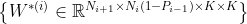 \left \{ W^{\ast (i)} \in \mathbb{R} ^{N_{i+1} \times N_i(1-P_{i-1})\times K \times K }\right \}