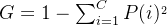 G=1-\sum_{i=1}^{C}P(i)^{_{2}}