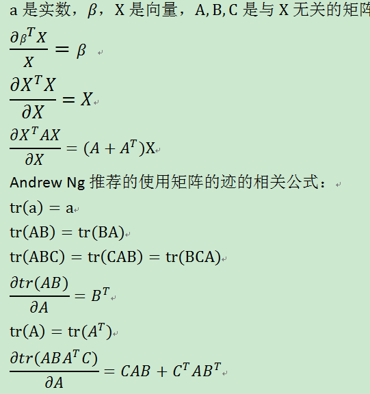 常见矩阵求导形式