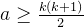 a\ge\frac{k(k+1)}{2}